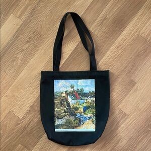 Artistic Black Tote Bag with Scenic Print